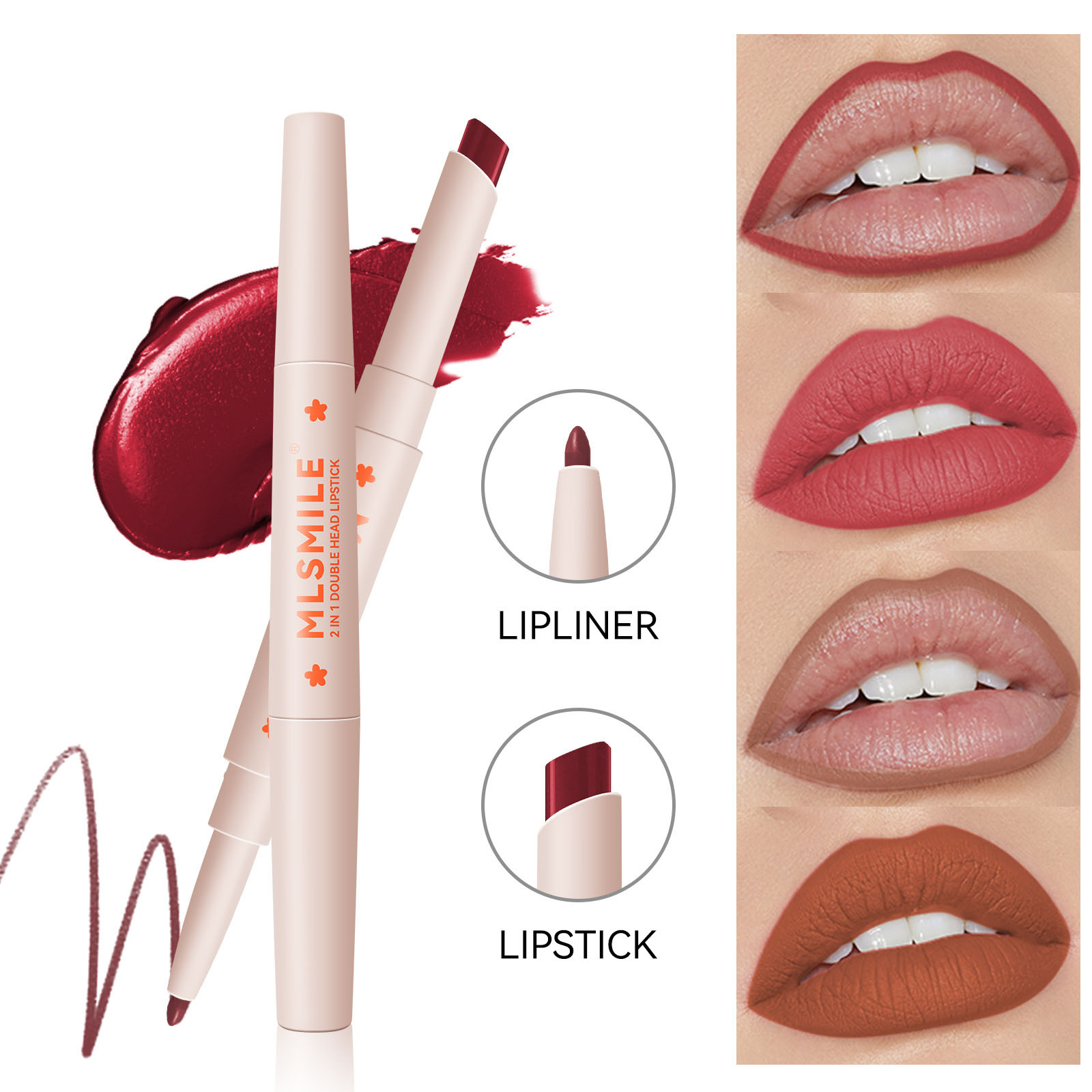 makeup manufacturers long lasting waterproof matte creamy lip stick easy to color double head lipstick and lip liner 2 in 1
