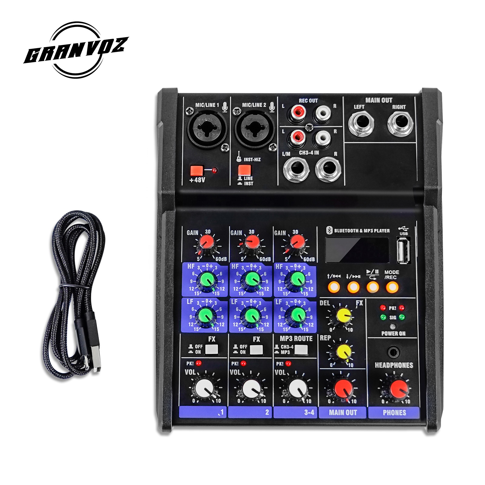 New Design Pure mixer 4 channel with USB music mixer dj without amplifier