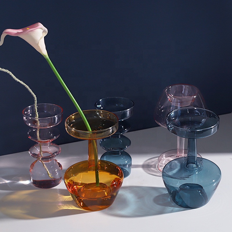 Colorful clear ins style modern design hydroponics glass vase
