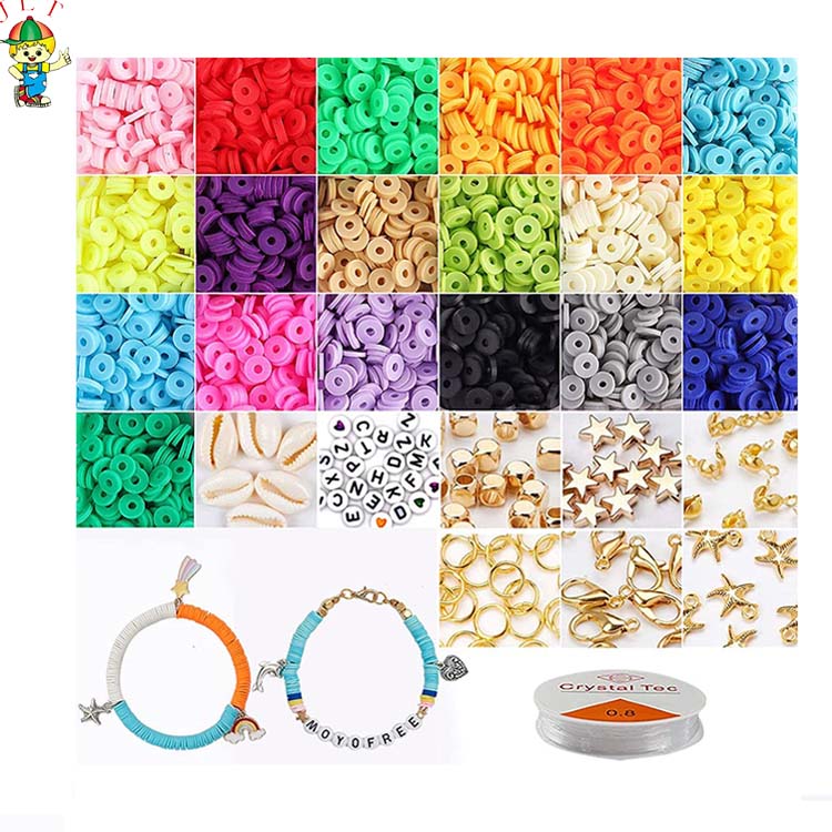 5,100 Pcs Clay Heishi Beads Flat Round Polymer Clay Beads DIYJewelry Marking Pottery Soft Ceramic Beads for Bracelets Necklace