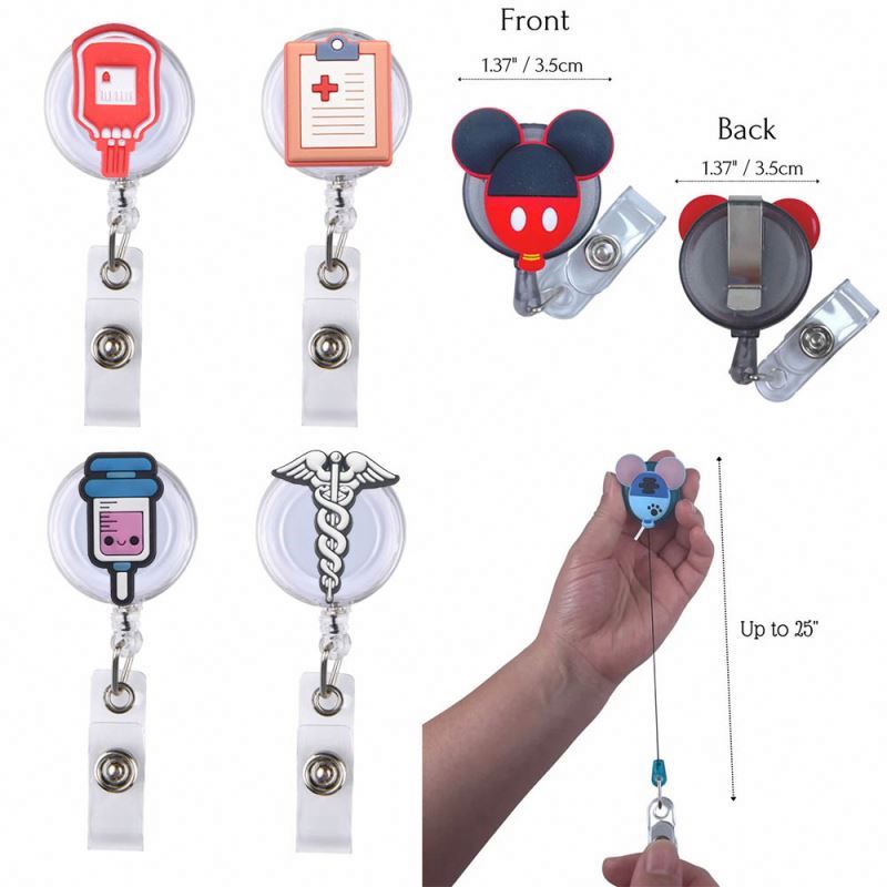 Mix Styles Medical Nurse Accessories RN CNA MA MD LPN Stethoscope Retractable Felt ID Badge Holder Reel For Nurse Gift