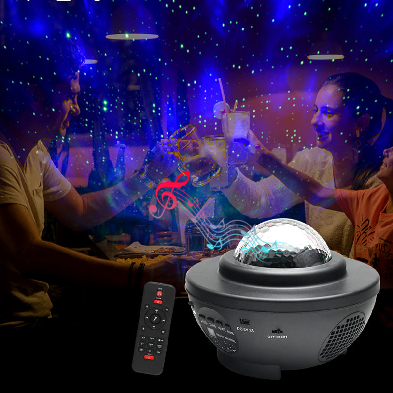 Led Star Projector Night Lamp Starry Night Light Ocean Wave Projector With Music Speaker Remote Control