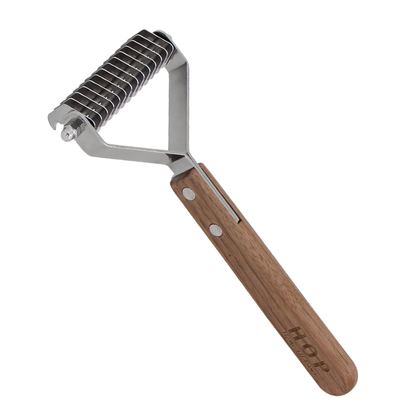 solid wood handle self clean grooming hair removal steel rake double side dog cat pet comb brush