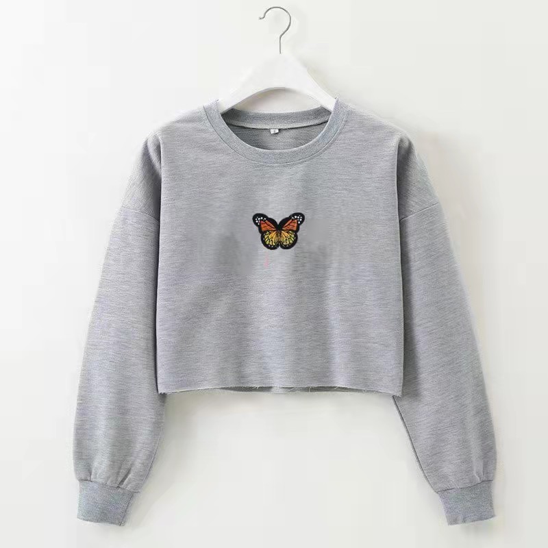 Wholesale custom logo embroidered sweater women crop hoodie women short hoodie suit women