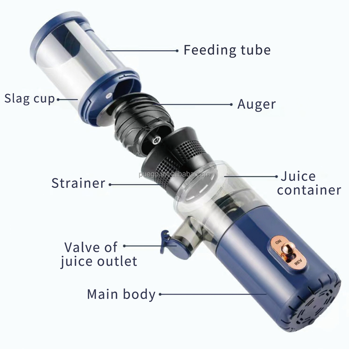 2025 Hot Selling 80W Compact Mini Masticating Juicer Electric Manual Household Juicer Machine With Plastic Blade