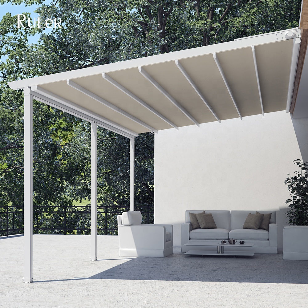 Durable 3x3 3x4 Outdoor Gazebo pergola Customize size garden arbours Retractable roof awning with LED light
