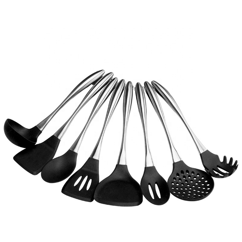 Silicone Spatula Kitchen Necessary Colander Soup Spoon Fabric Kitchen Utensils Cookware Cooking Tools Stainless Steel Silicone