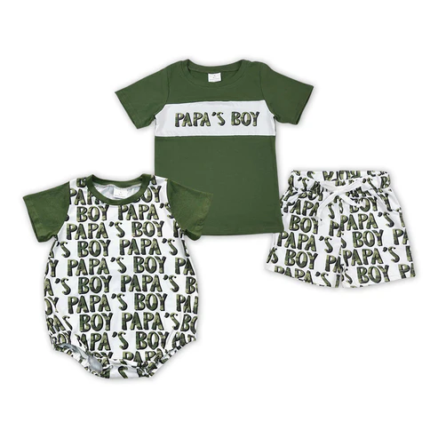 Papas Boy Father Day Brother Matching Outfit Kids Sibling Set