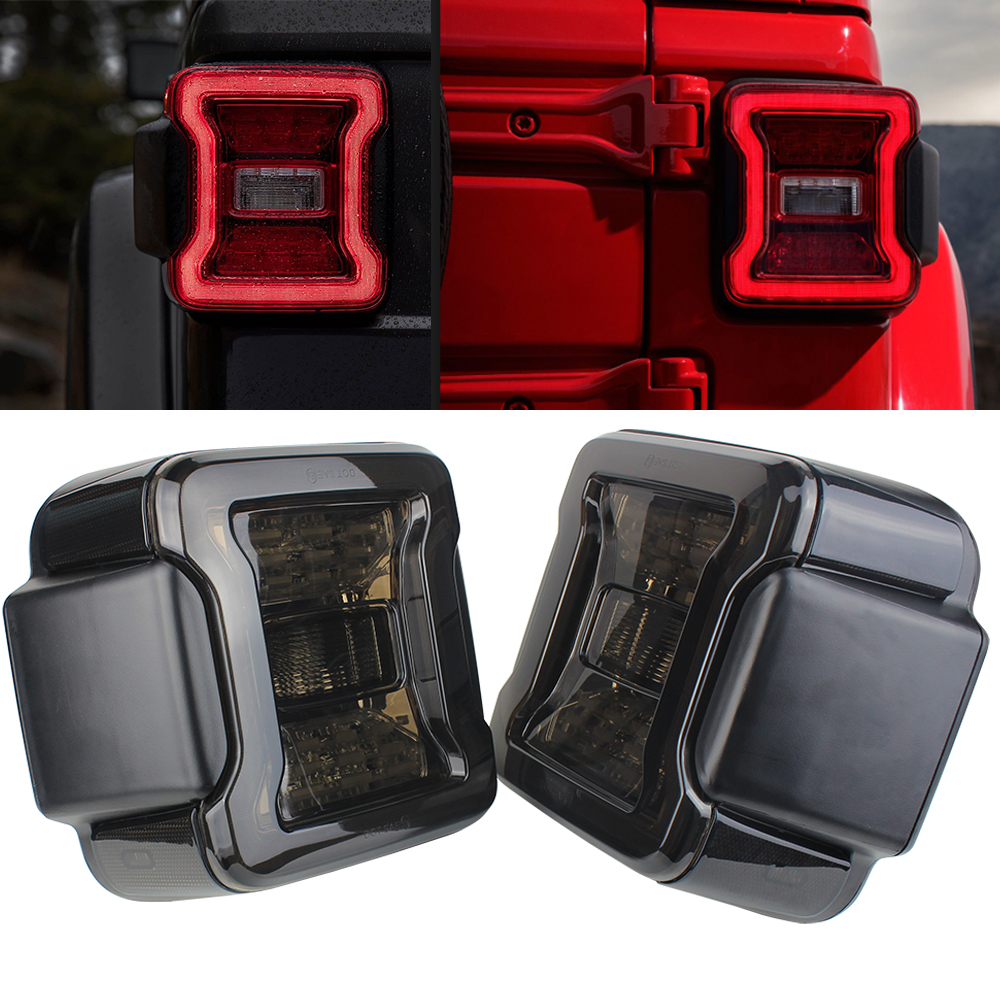 Американская версия, комплект копченых светодиодных задних фонарей для Jeep Wrangler JL 2018 2019, стоп-сигнал, сигнал поворота заднего хода