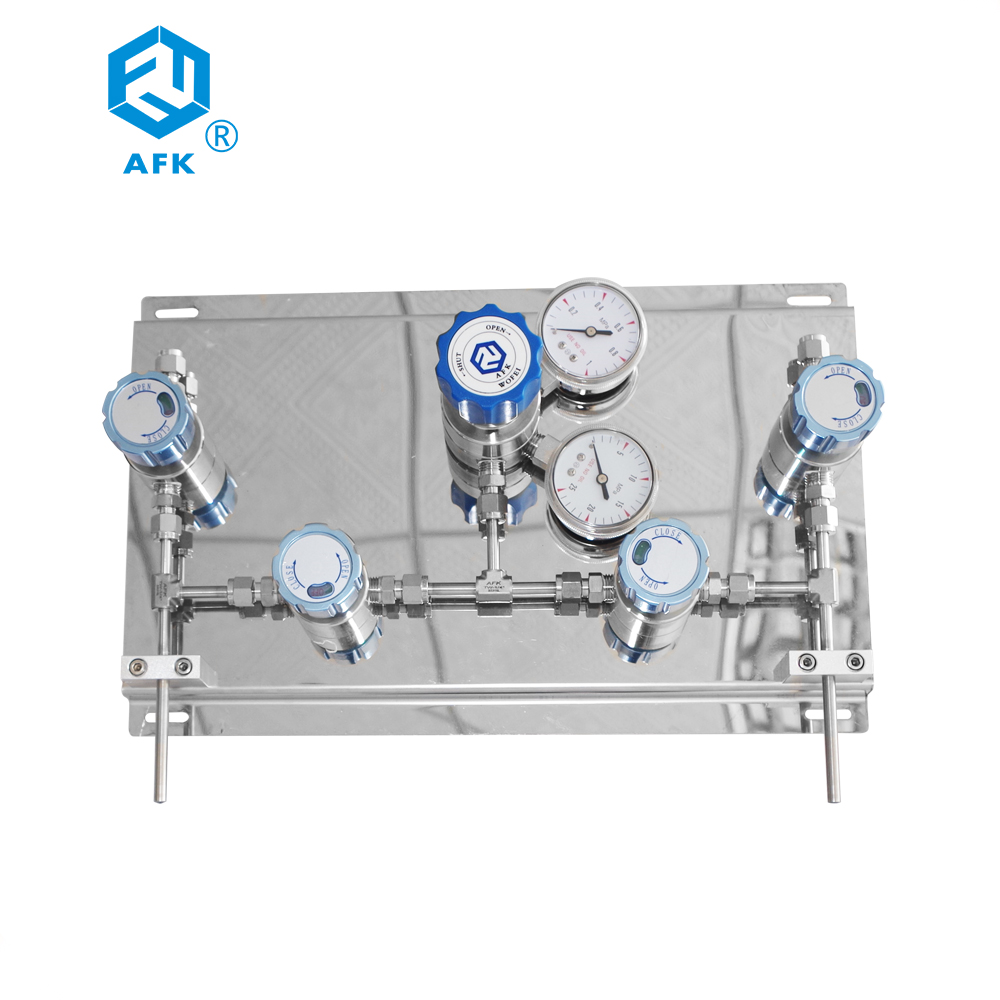 High Pressure 200bar Manual Stainless Steel Oxygen Nitrogen Gas Manifold Panel for Both Cylinders