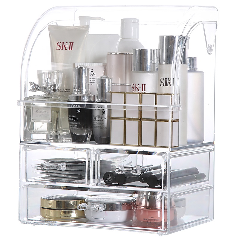 Hot Selling Acrylic Clear lipstick Storage+Drawers Make Up Box Cosmetic Stand