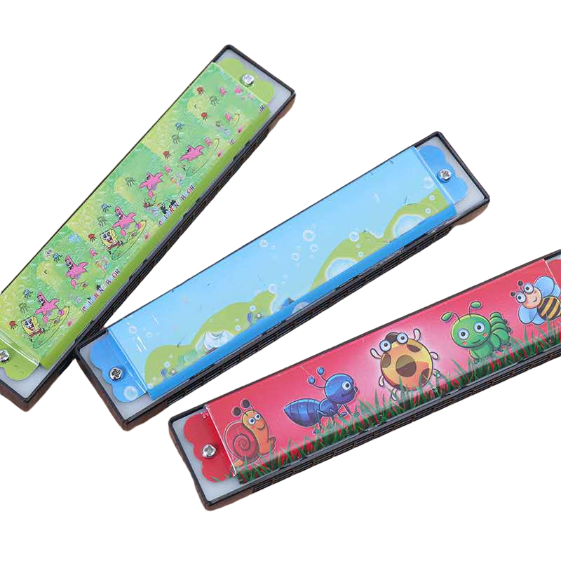 16 Rows Double Hole Hamonica Children's Harmonica Baby Playing Musical Instrument Cartoon Toy Enlightenment Musical Instrument