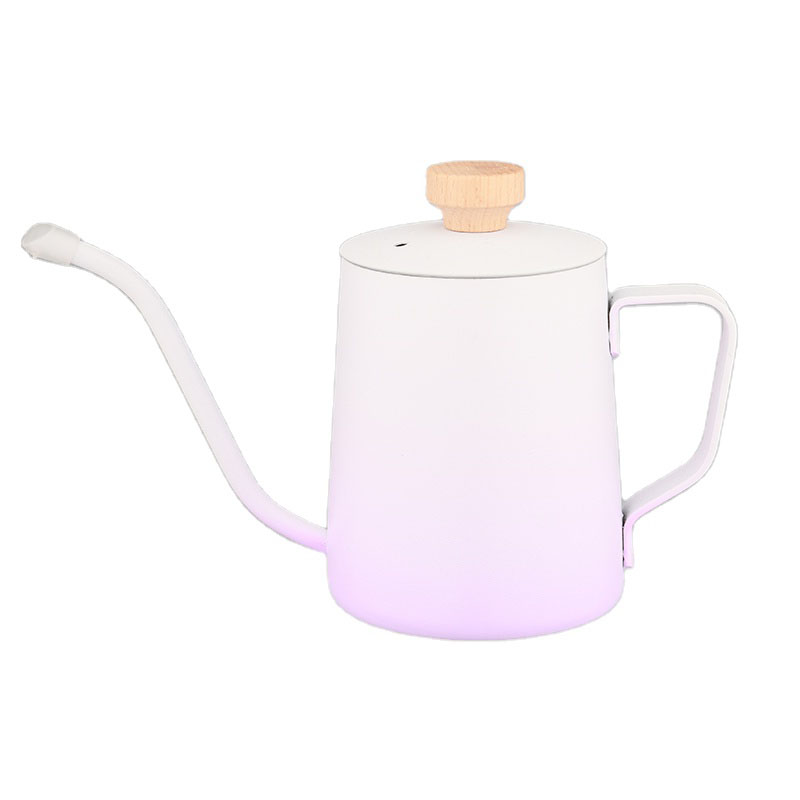 Wholesale 350ml Color Coating Stainless Turkish Drip Tea Hand Pour Goose neck Kettle Offices Arabic Coffee Pot With Open Handle
