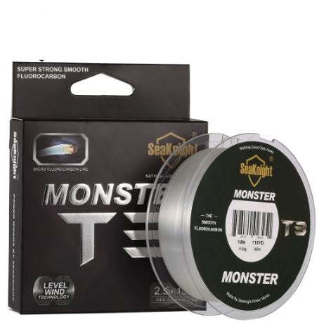 Фторуглеродная рыболовная леска SeaKnight MONSTER T3, 100 м, 3-18 анг. Фунт., однонитевая Тонущая леска с фторуглеродным покрытием 100%