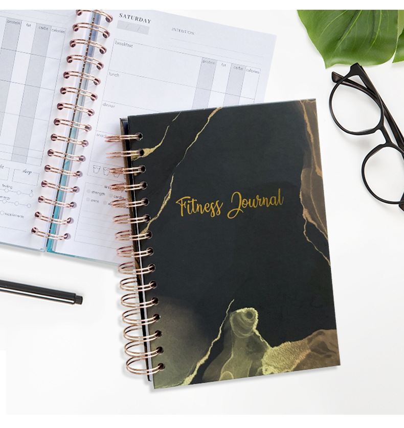 Custom logo printed spiral notebooks fitness schedule journal notebooks