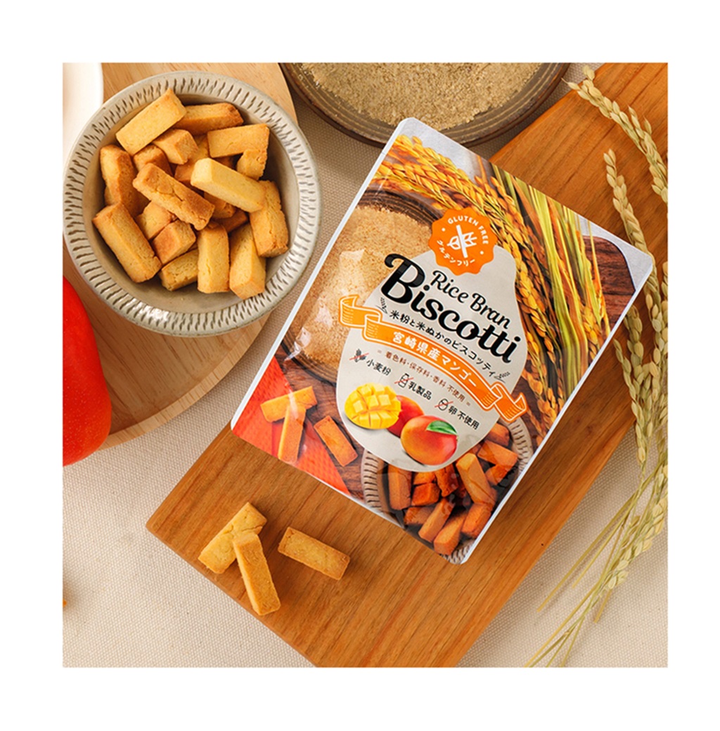 Твердая текстура рисовые отрубы BISCOTTI манго бренд поставщик удачи печенье