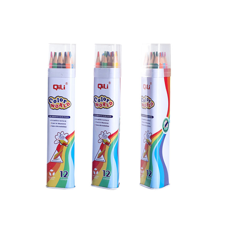 New products smooth writing color pencil 12 colors children triangular pole drawing pencils