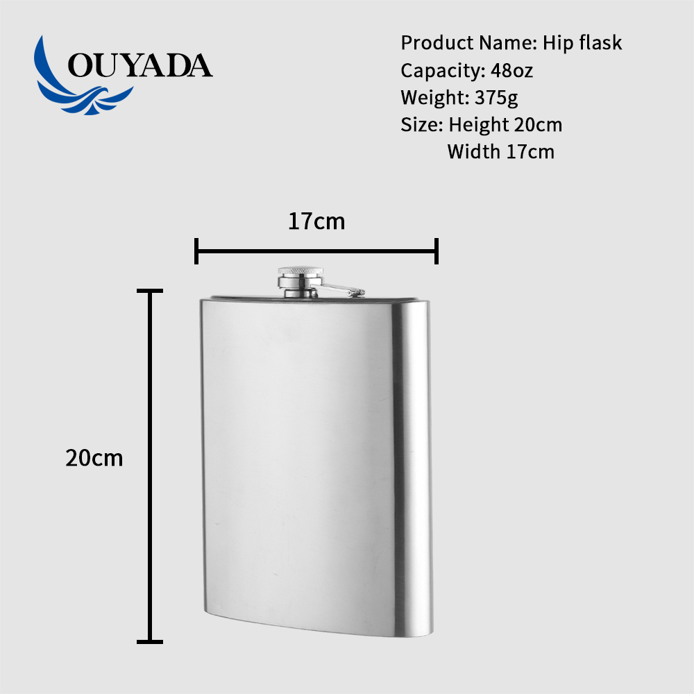 Factory Direct promotion custom print logo stainless steel silver metal whisky large hip flask for liquor