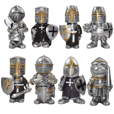 Knight Gnomes Guard Suit of Armor Miniature European Knights Sculpture Decor Yard Decorations Home Desktop Ornament