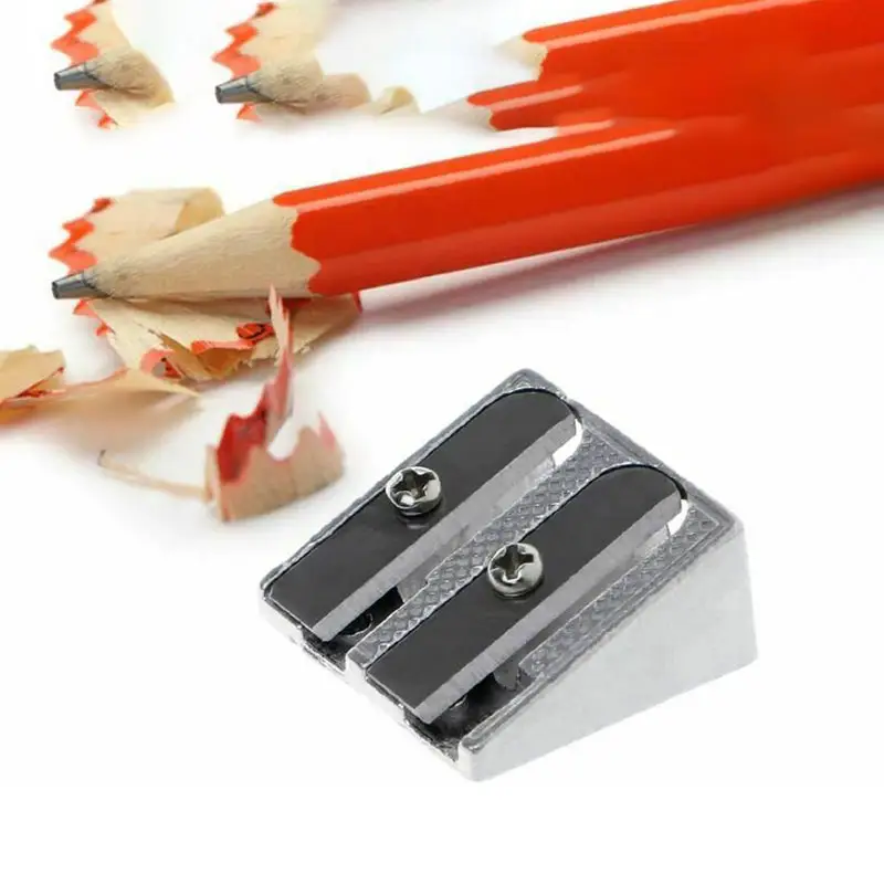 Металлическая точилка для карандашей с двумя отверстиями, двойные студенческие Обучающие инструменты, скошенная точилка для карандашей