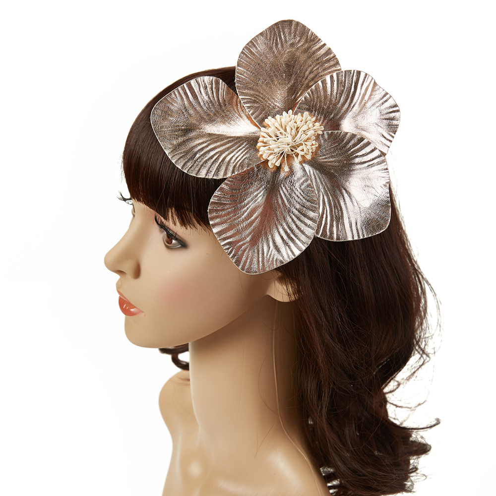 Well Designed Hair Clips big argent flower with warm yellow water drop drill hair metal accessories