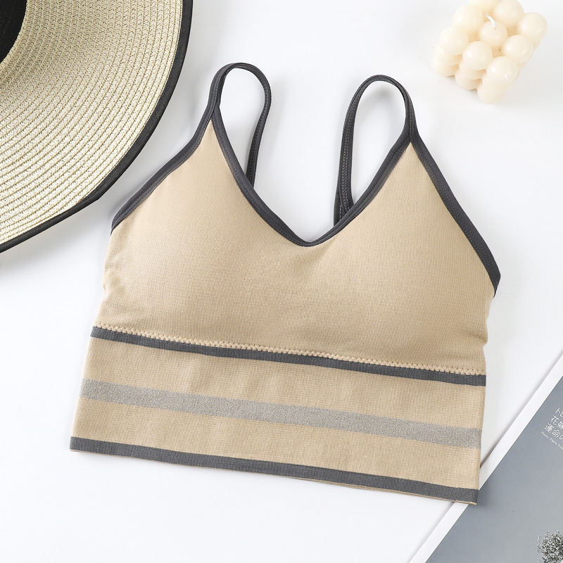 Hot sale ladies vest seamless bra wrapped chest most popular girl u back chest sports deep v neck tube top