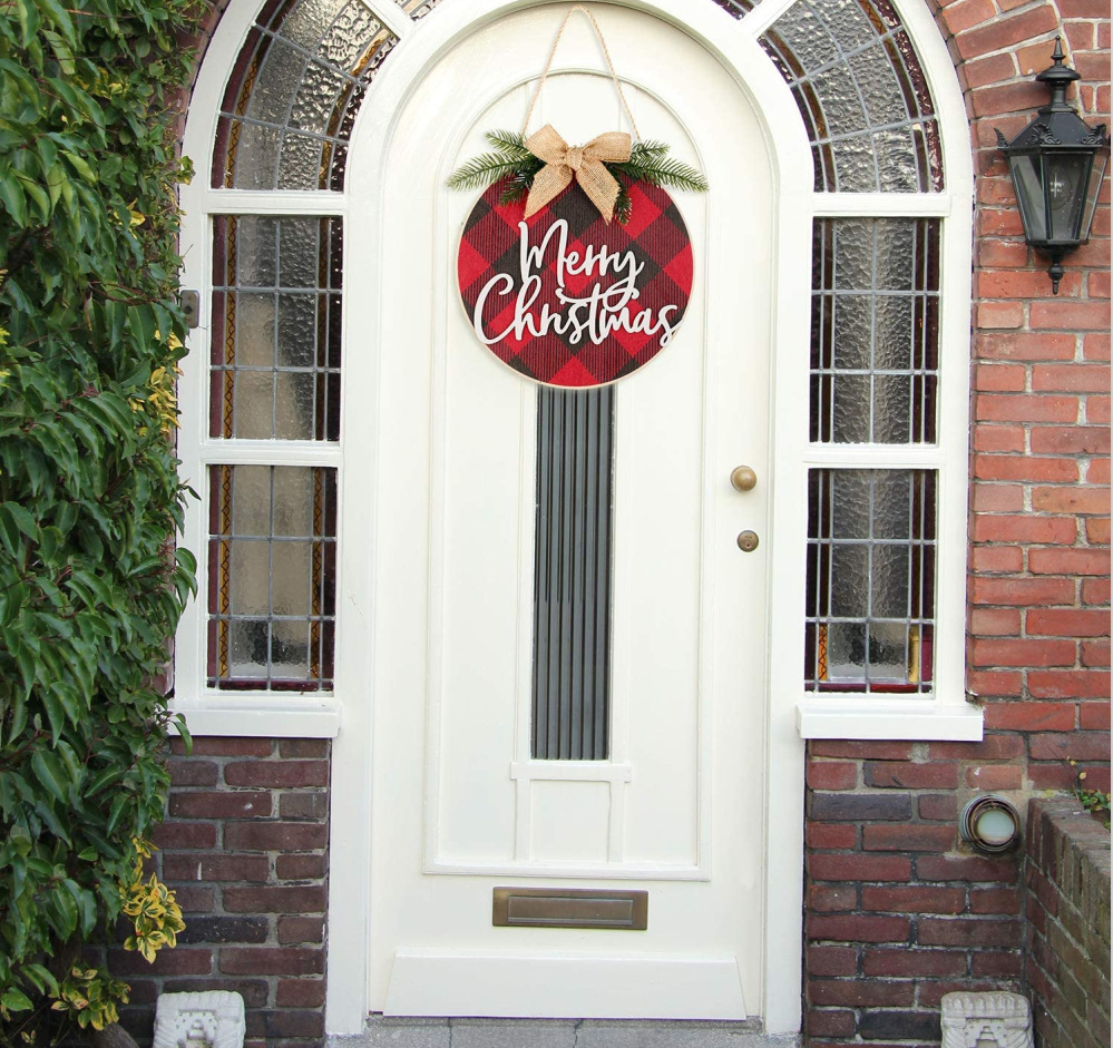 Christmas Welcome Sign Front Door Decor Farmhouse Front Porch Decor Rustic Wooden Wall Sign