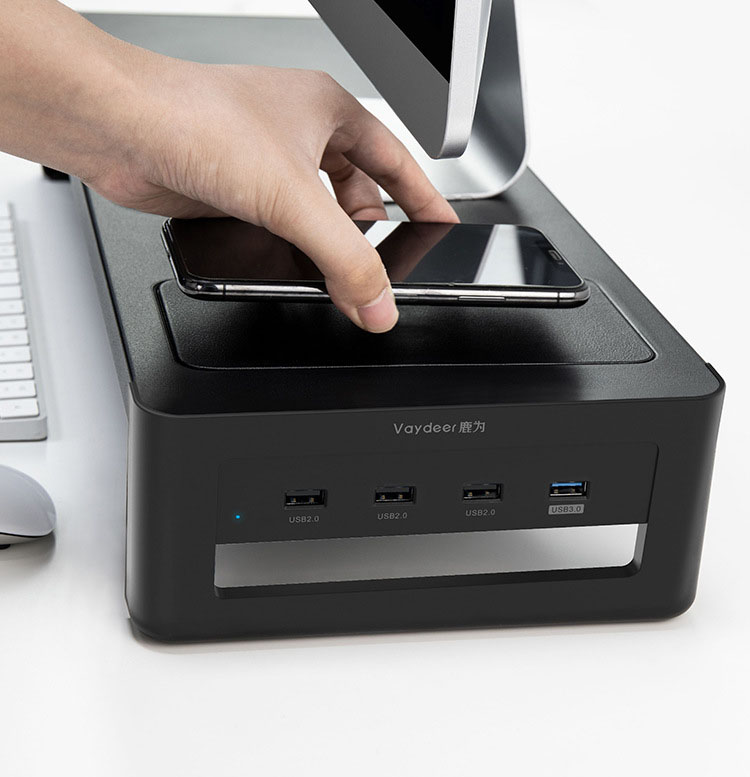 Многофункциональная подставка для монитора USB 3,0 с беспроводной зарядкой, настольный органайзер для хранения клавиатуры и мыши