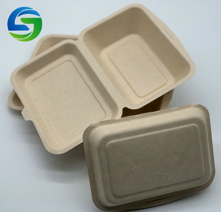 7*5 inch Green Olive eco compostable lunch box hamburger packaging disposable biodegradable bagasse food box/containers