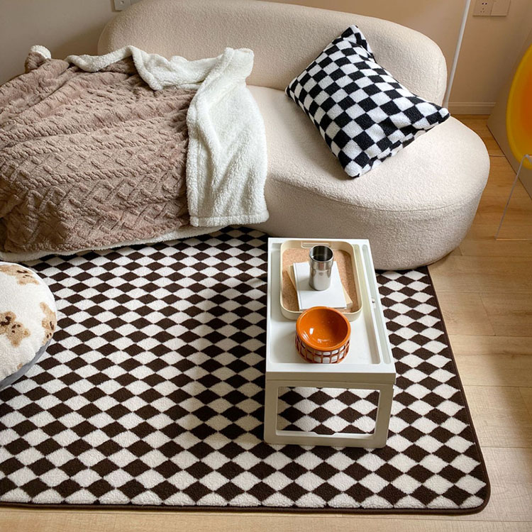 Cutelife Nordic Black Lattice Soft Fluffy Lamb Wool Carpet Home Decoration Floor Carpets Living Room Outdoor Carpets And Rugs