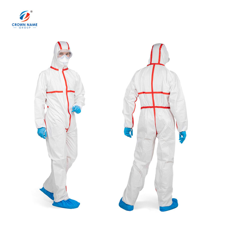 SMS с капюшоном Тип 4/5/6 одноразовые комбинезоны безопасности одежда Hazmat костюм