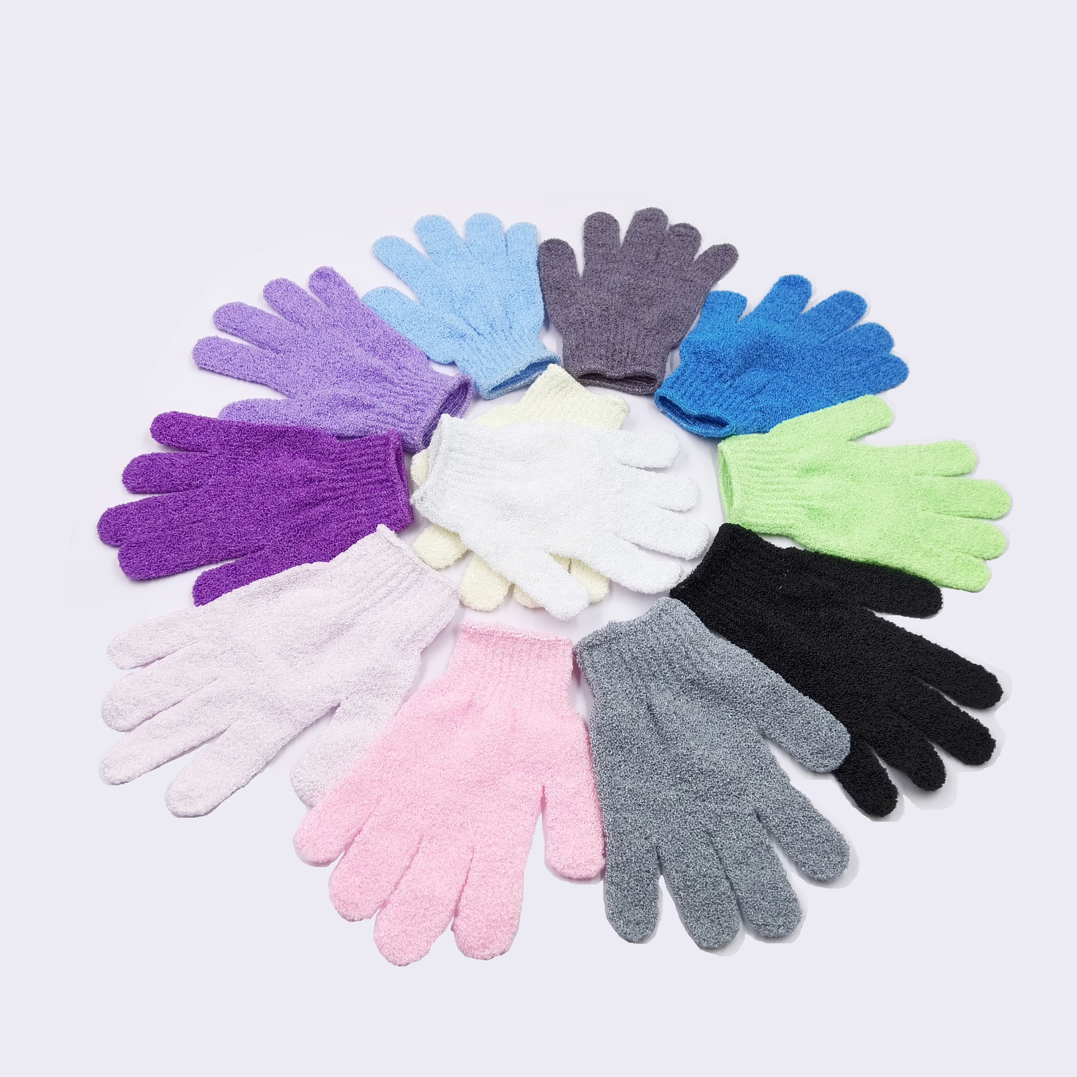 Hot Sale Customized Wholesale White Color Nylon Exfoliating Shower Body Scrubber Bathroom Bath Gloves