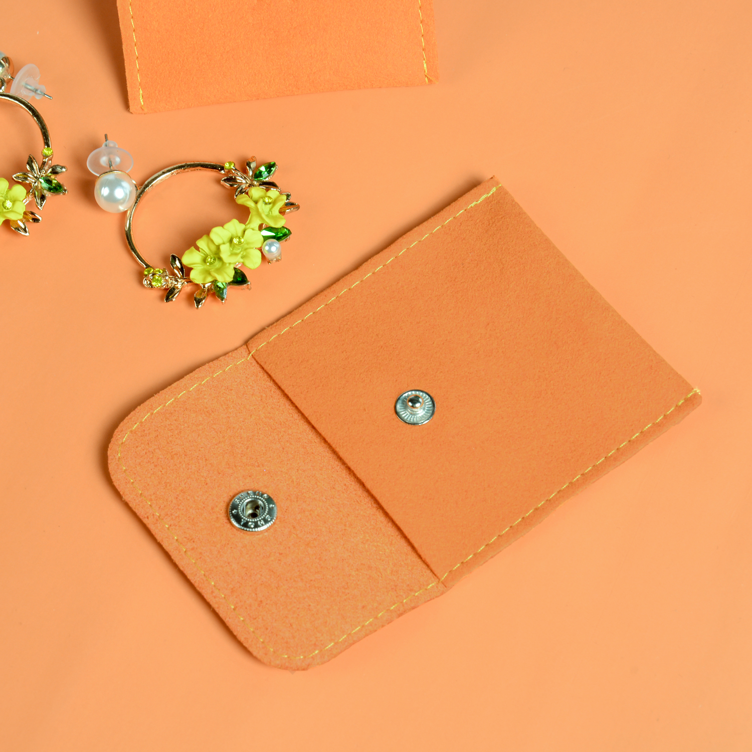 Custom Logo made small multifunction Snap microfiber jewelry pouch bag