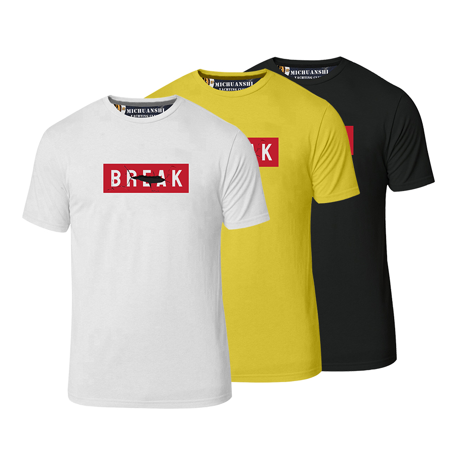 Men's embroidered logo short-sleeved cotton T-shirt