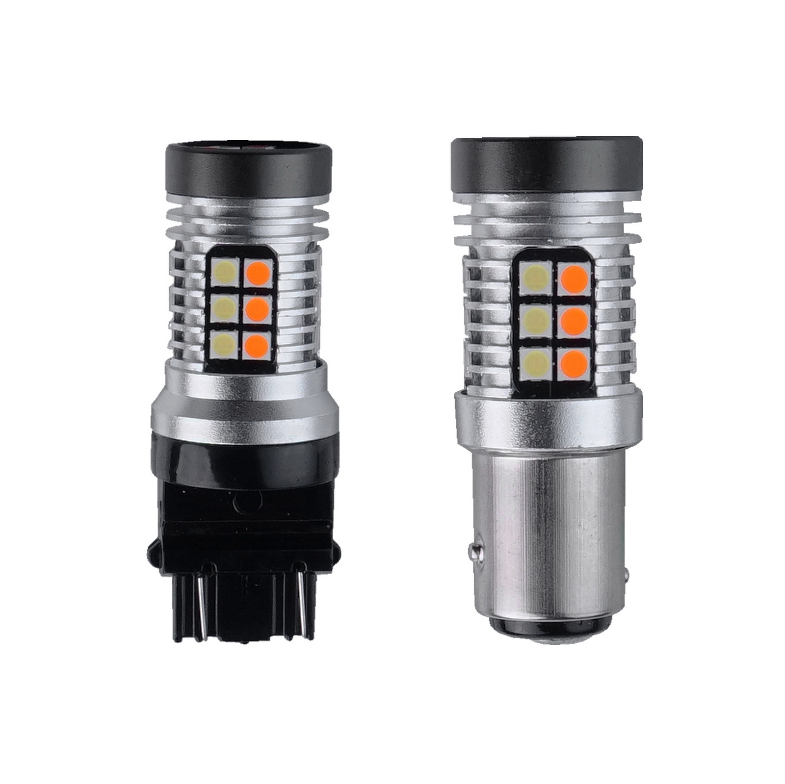 2021 Двухцветные светодиодные лампы 3157 7443 стоп-сигналы 3030 30smd белый желтый сигнал Красный Янтарный светодиод 1157 24 В