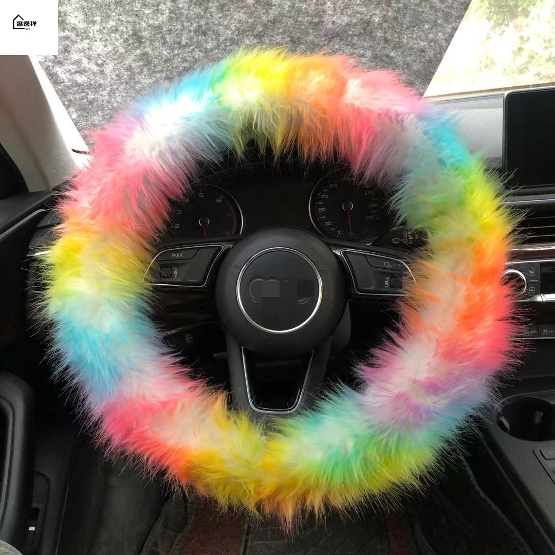 Роскошные Меховые чехлы для руля автомобиля оптом, модные Нескользящие Чехлы для руля