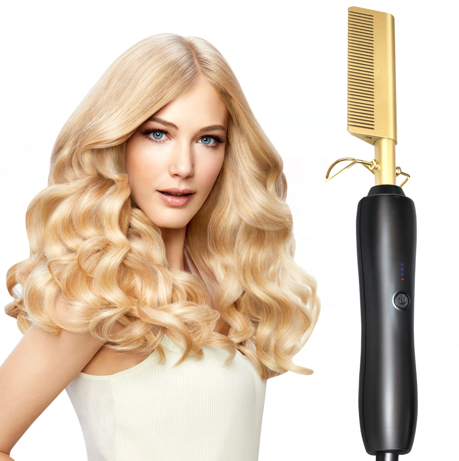 Customized color 2 in 1 Hair styling straightener comb OEM factory instant heat Electric hot comb