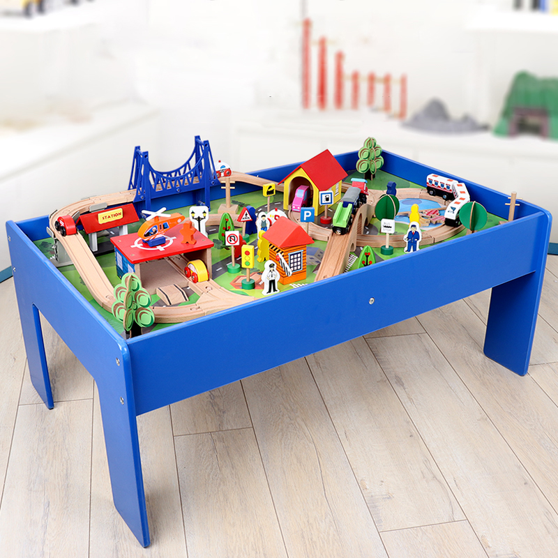 New Arrival Pretend Toys 88Pcs Building Toy Functional Table Game Puzzles Play Wooden Track Toy Set