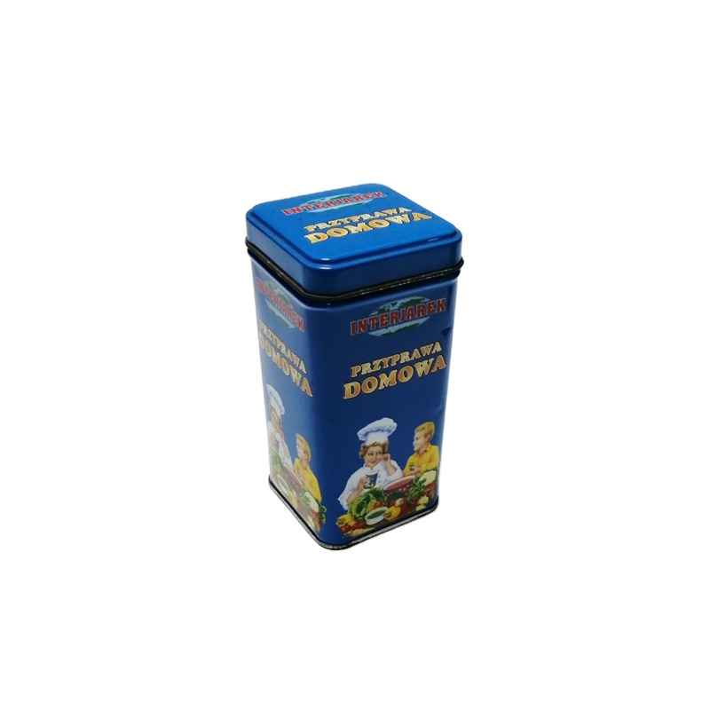 Customized food grade square tall spice tin box food storage metal box