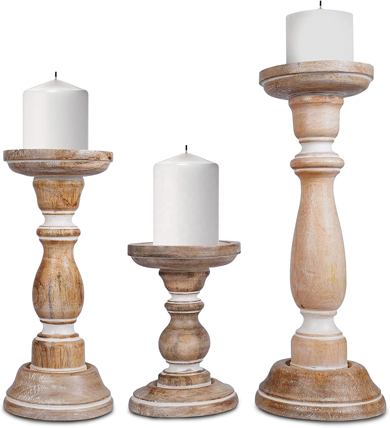 Candle Holder Set of 3 Pieces, 3.5/4.3/5.5 Inch Candlesticks for Pillar Candle Tea Light Functional Table