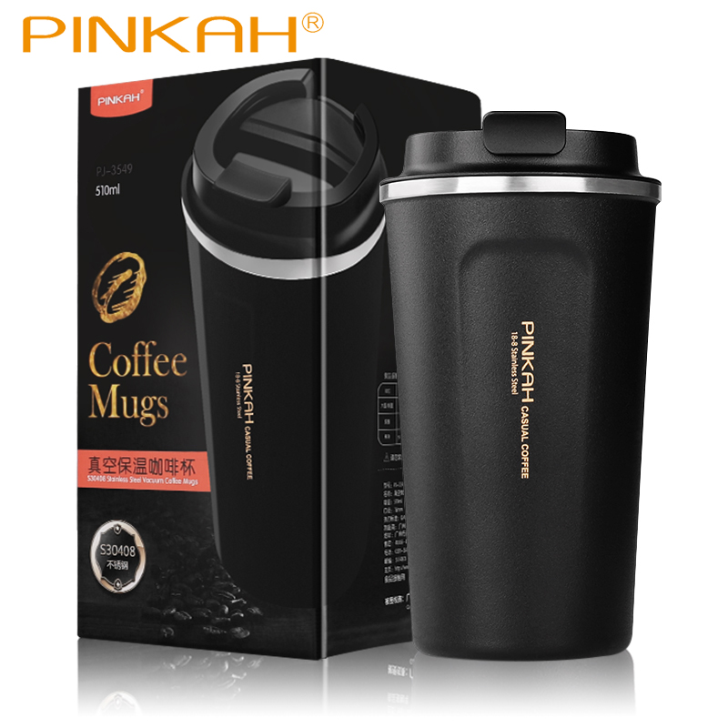 PINKAH 380ml double wall stainless steel insulated travel tumbler reusable vacuum coffee cup