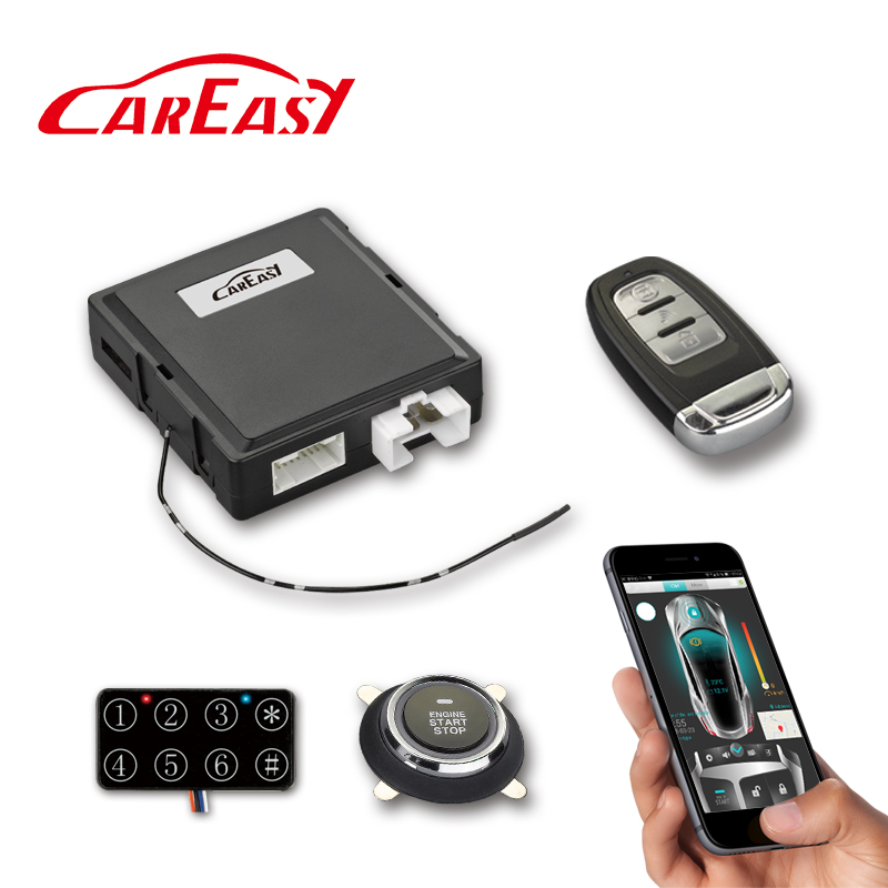 GPS/GSM Смартфон APP Автомобильная сигнализация и система отслеживания с PKE бесключевым входом кнопка запуска двигателя и дистанционным стартером