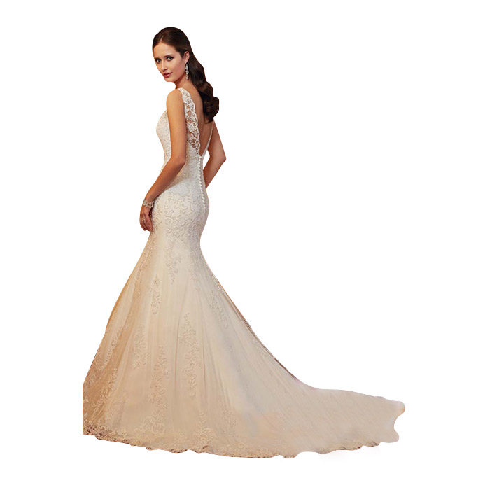 New Arrivals Wedding Collection Elegant Embroidered Backless Slim Wedding Dress