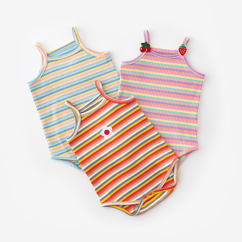 Высокое качество ropa de bebe из хлопчатобумажной ткани в рубчик без бретелек, одежда для малышей, Летний комбинезон для девочек, для детей от 3 до 6 месяцев