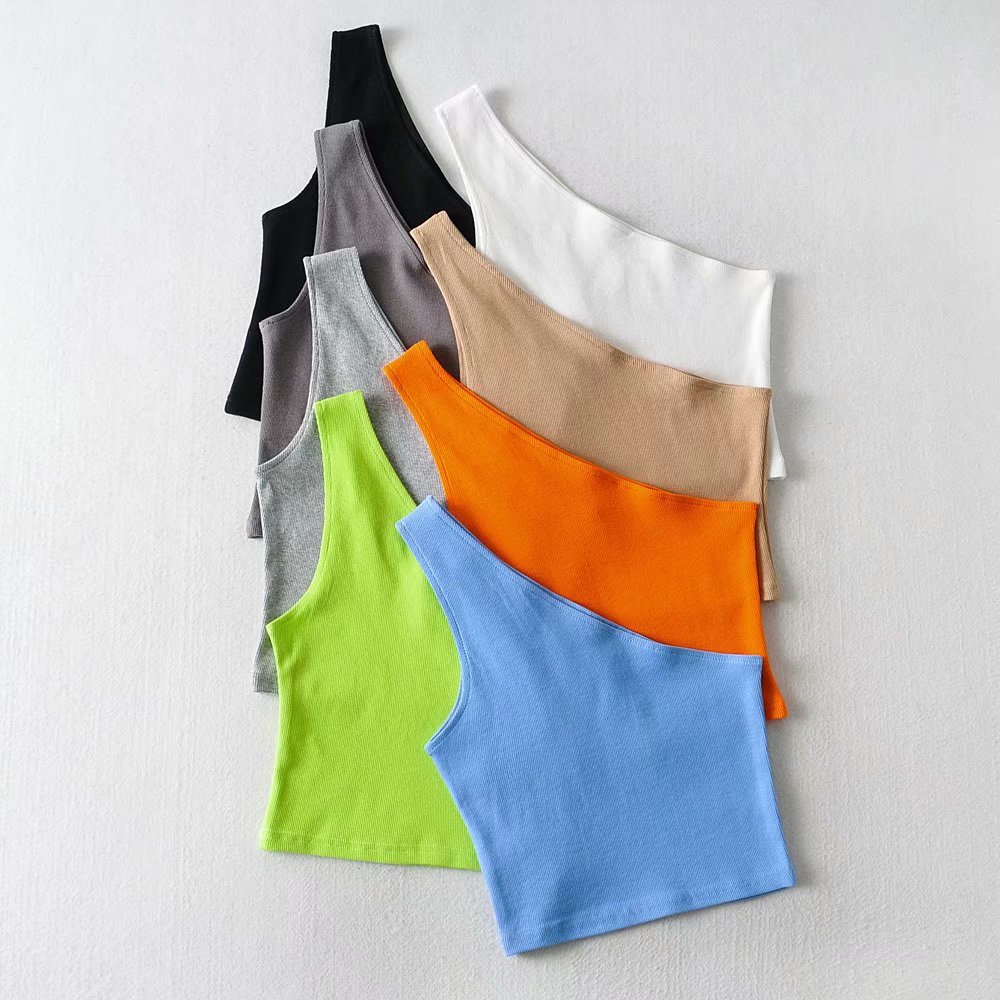2021 cheap price tight Inclined shoulder women top vest condole belt for women