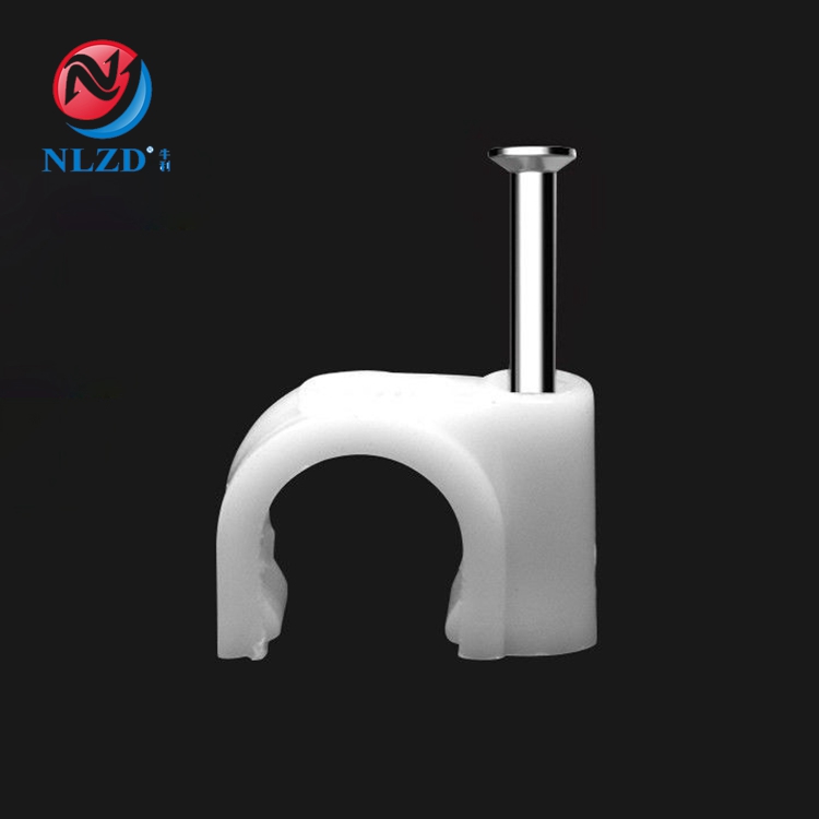 China Supplier Provides Customized  Cable Clips Electrical Wire Plastic Flat 19mm Cable Clip With Nail