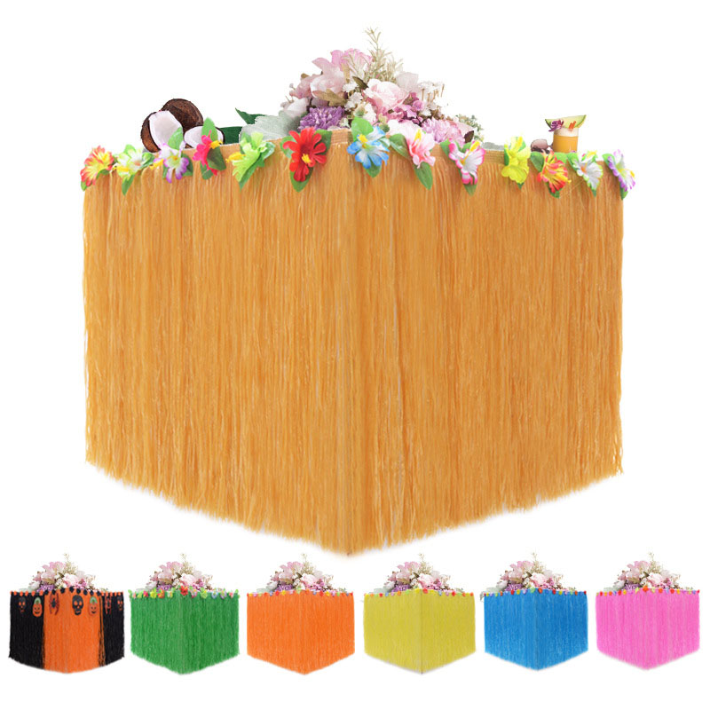 Party Decorations Banquet Box Pleat Table Skirt Hawaii Multicolor Plastic Table Skirting Designs For Wedding