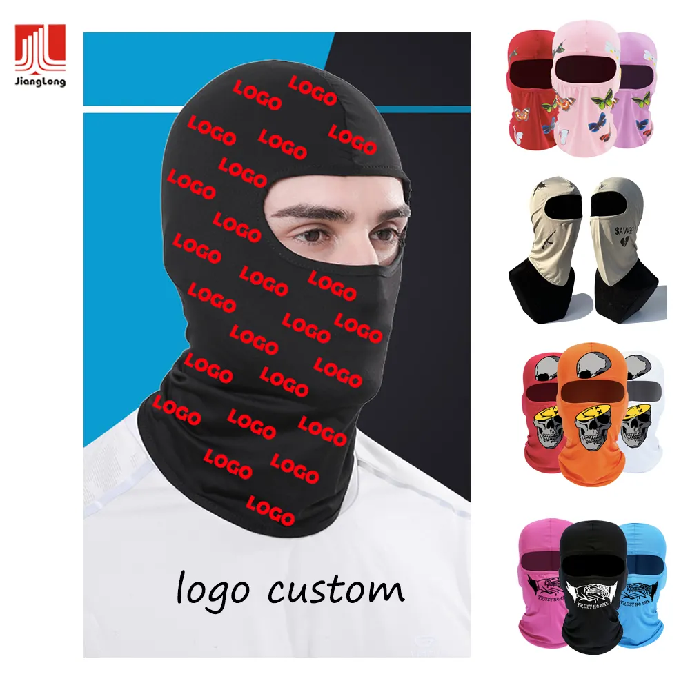 Wholesale Full Face Cover Motorbike Skull One Hole Ski Mask Racing Print Polyester for Outdoor Sports Custom Logo Balaclava