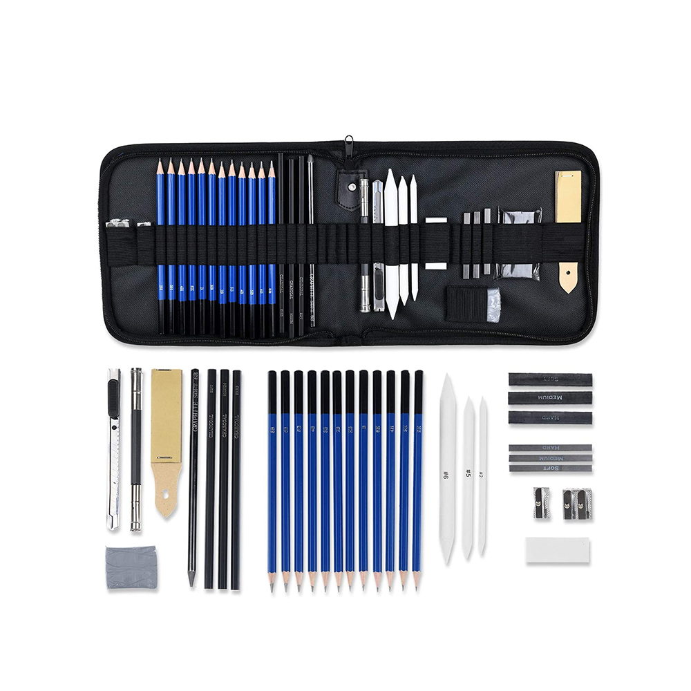 Complete 32 Piece Professional Artist Drawing Sketching Pencil Set for Drawing