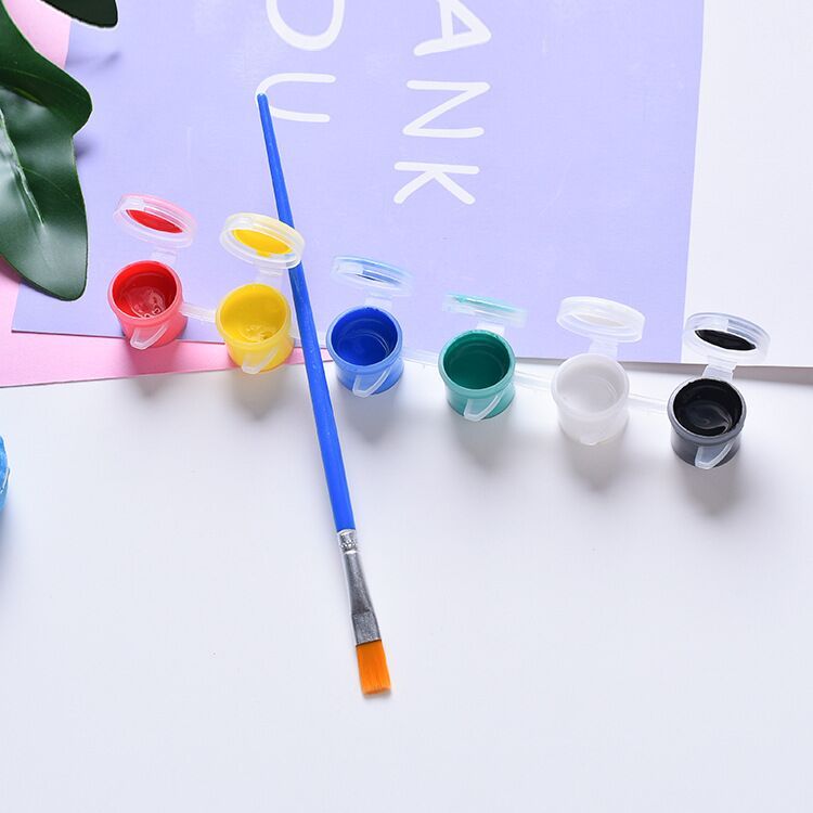 3ml 6 color acrylic paint set of 6 acrylic paints pot set with brush for drawing